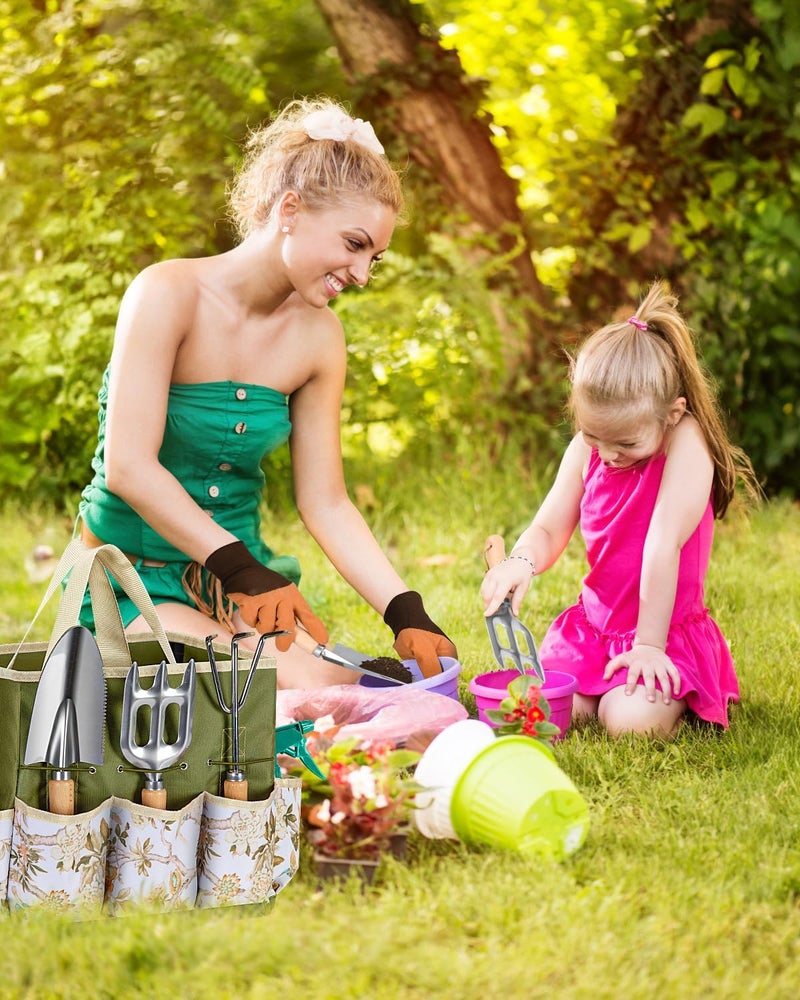 Wevelel 9-Piece Premium Gardening Tool Set for Women - Heavy Duty Stainless Steel Rust-Proof Tools with Fashion Storage Tote | Perfect Gardening Gifts for Mom, Mother's Day, Birthday & Outdoor (Green) - Image 5